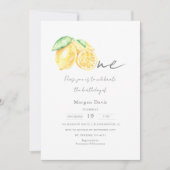 スクイズレモンシトラスサマーベビーファースト誕生日 招待状 (正面)