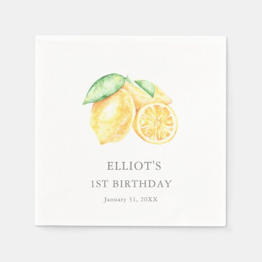 スクイズレモンシトラスベビーファースト誕生日ウェルカム スタンダードカクテルナプキン (正面)