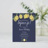 スクイズレモンブルーブライダルシャワーバジェット招待状 (スタンド正面)
