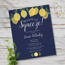 スクイズレモンブルーブライダルシャワーバジェット招待状