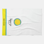 スクイーズザデイかわいいレモンティール(緑がかった色)フルーツパン キッチンタオル (横)