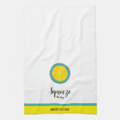 スクイーズザデイかわいいレモンティール(緑がかった色)フルーツパン キッチンタオル (縦)