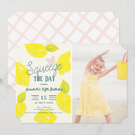 「スクイーズ・ザ・デイ」レモンシトラスガール誕生日写真 招待状