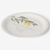 スクイーズ＆セレブレート レモン シトラス ベイビー シャワー ペーパープレート (アングル)