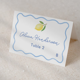 スクイ縁どグル淡い色のブルーレモ結婚ン座席表 テーブルナンバー