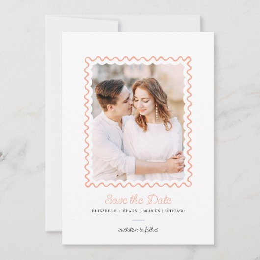 スクウィグル フレーム フォト セーブ・ザ・デート カード (正面)