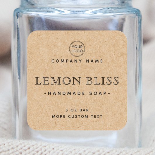 スクウェアエレガントクラフト紙ルック製品ラベル スクエアシール