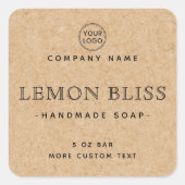 スクウェアエレガントクラフト紙ルック製品ラベル スクエアシール (正面)