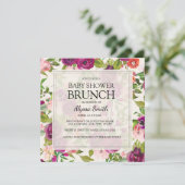 スクウェアエレガントピンクパープルフローラベビーシャワー 招待状 (スタンド正面)