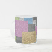 スクウェアクールシェイプ抽象芸術アートグリッターの輝き フロストグラスマグカップ (正面左)