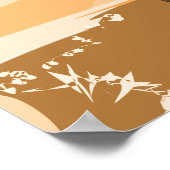 スクウェアスタイリッシュオレンジデジタルサンセットシースケープ ポスター (角)