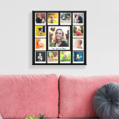 スクウェアパーソナライズされたフォトコラージュモダンファミリー キャンバスプリント (インサイチュ (リビング))