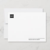 スクウェアミニマルモノグラムブラックシックタイポグラフィ ノートカード (正面)