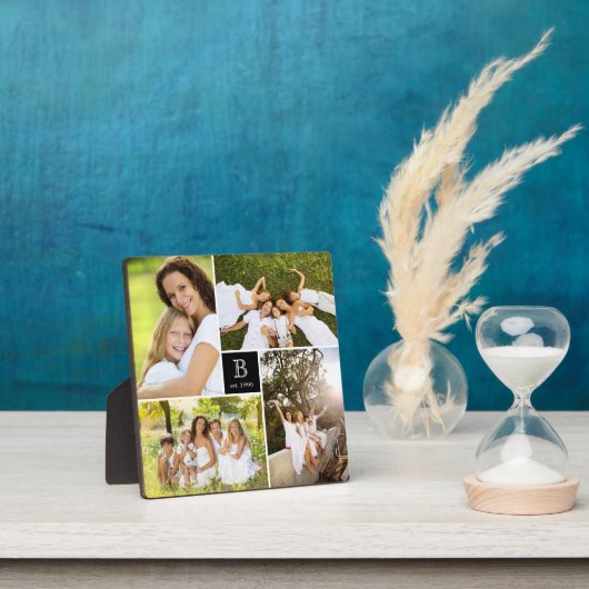 スクウェアモダングリッドファミリーモノグラム4フォトコラージュ フォトプラーク (インサイチュ)