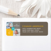 スクウェアモダンスケッチONE男の子フォトバースデーパーティー ラベル (インサイチュ)