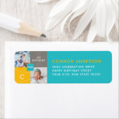 スクウェアモダンスケッチONE男の子フォトバースデーパーティー ラベル (インサイチュ)