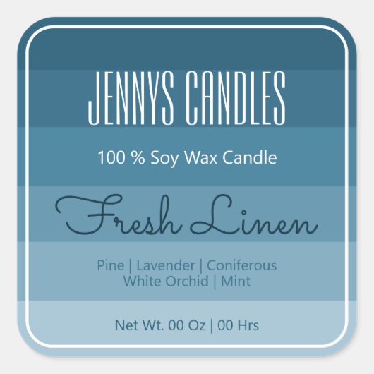 スクウェアモダンパステルレインボーグラデーションブルー スクエアシール (正面)