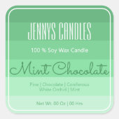 スクウェアモダンパ縁どステルレインボーグラデーションティール（緑がかった色） スクエアシール (正面)