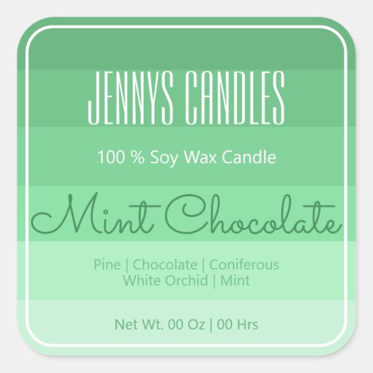 スクウェアモダンパ縁どステルレインボーグラデーションティール(緑がかった色) スクエアシール (正面)