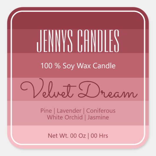 スクウェアモダンパ縁どステルレインボーグラデーションブルゴーニュ スクエアシール (正面)