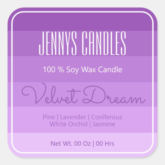 スクウェアモダンパ縁どステルレインボーグラデーション薄紫 スクエアシール (正面)