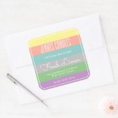 スクウェアモダンパ縁どステルレインボーストライプキャンドル スクエアシール (封筒)