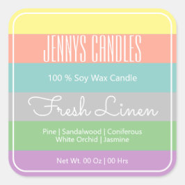 スクウェアモダンパ縁どステルレインボーストライプキャンドル スクエアシール