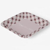 スクウェアモダンピンクとブルゴーニュ ペーパープレート (傾斜あり)