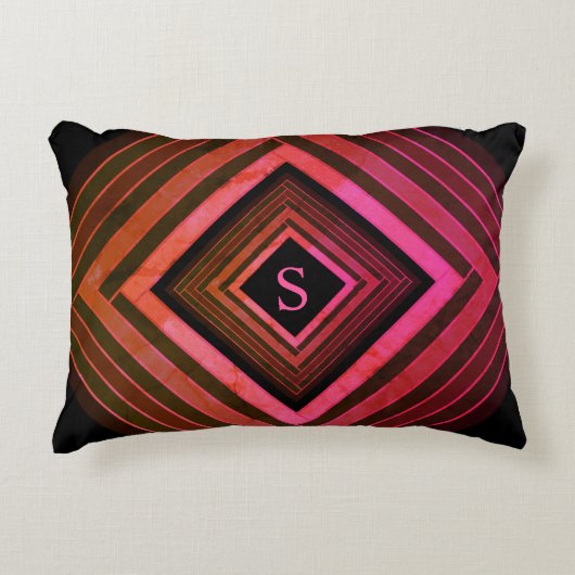 スクウェアモダンピ素朴ックジオメトリックモノグラム アクセントクッション (正面)