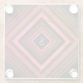 スクウェアモダンピ素朴ックジオメトリックモノグラム ガラスコースター (裏面)