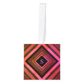 スクウェアモダンピ素朴ックジオメトリックモノグラム キューブオーナメント (正面)