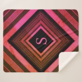 スクウェアモダンピ素朴ックジオメトリックモノグラム シェルパブランケット (正面(横))