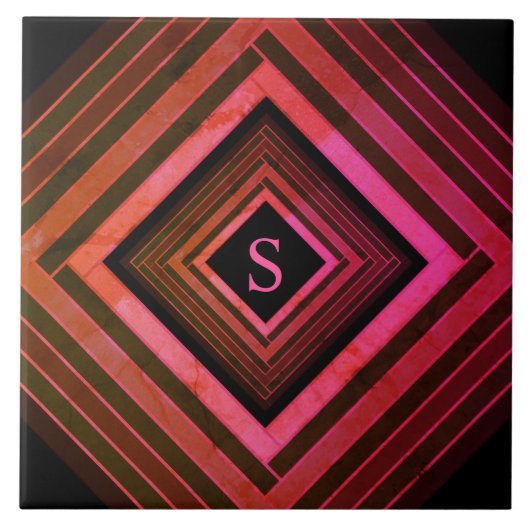 スクウェアモダンピ素朴ックジオメトリックモノグラム タイル (正面)