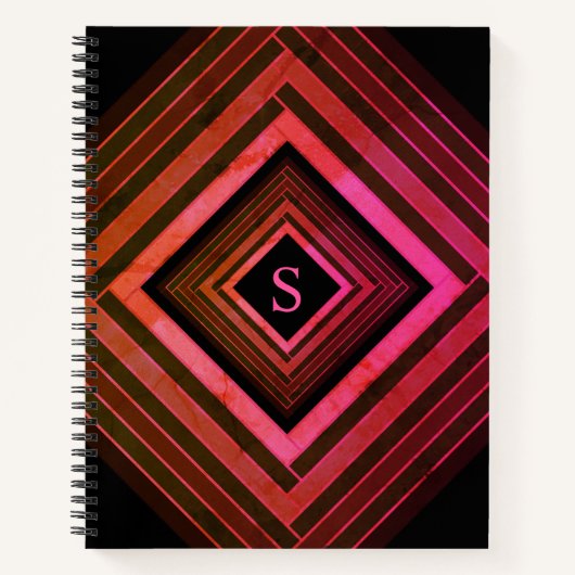 スクウェアモダンピ素朴ックジオメトリックモノグラム ノートブック (正面)