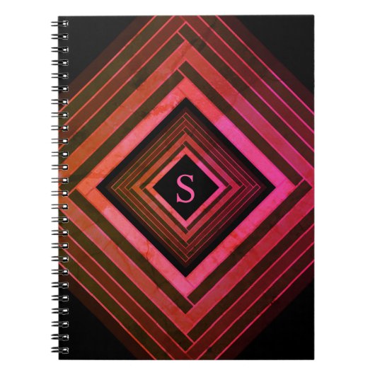 スクウェアモダンピ素朴ックジオメトリックモノグラム ノートブック (正面)