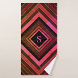 スクウェアモダンピ素朴ックジオメトリックモノグラム バスタオルセット