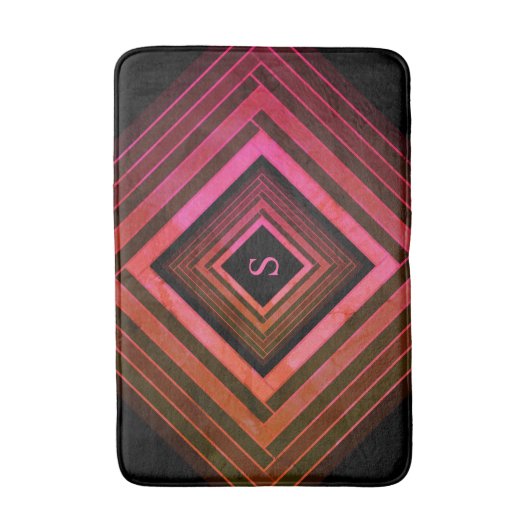 スクウェアモダンピ素朴ックジオメトリックモノグラム バスマット (正面縦)