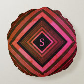 スクウェアモダンピ素朴ックジオメトリックモノグラム ラウンドクッション (裏面)