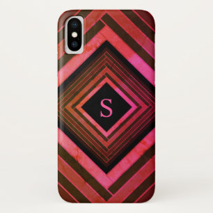 スクウェアモダンピ素朴ックジオメトリックモノグラム iPhone X ケース