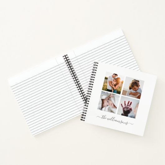 スクウェアモダンファミリー複数写真コラージュ ノートブック (内部)