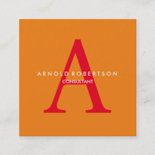スクウェアモダンモノグラムトレンディーオレンジレッド スクエア名刺
