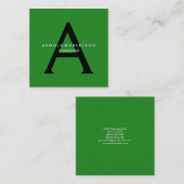 スクウェアモダンモノグラムトレンディーフォレストグリーンブラック スクエア名刺 (正面/裏面)