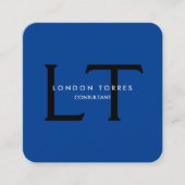 スクウェアモダンモノグラムトレンディーブルーブラック スクエア名刺 (正面)