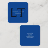 スクウェアモダンモノグラムトレンディーブルーブラック スクエア名刺 (正面/裏面)