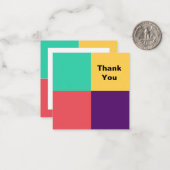 スクウェアモダン抽象芸術カラーブロックサンキュー ノートカード (正面/裏面インサイチュ)