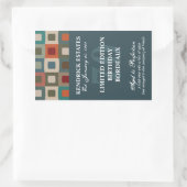 スクウェアモダン誕生日ワイン – 青(750ml) 長方形シール (バッグ)