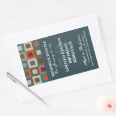 スクウェアモダン誕生日ワイン – 青(750ml) 長方形シール (封筒)