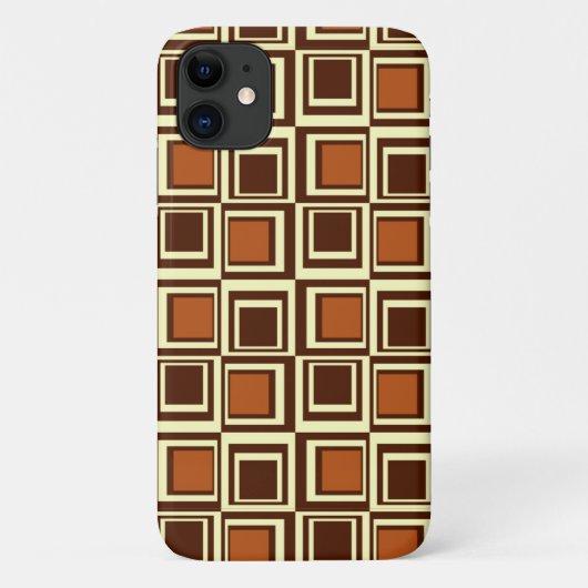 スクウェアモダン、キャラメル、チョコレートブラウン Case-Mate iPhoneケース (裏面)