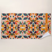 スクウェア抽象芸術レトロトレンディーコレクション ビーチタオル (正面)