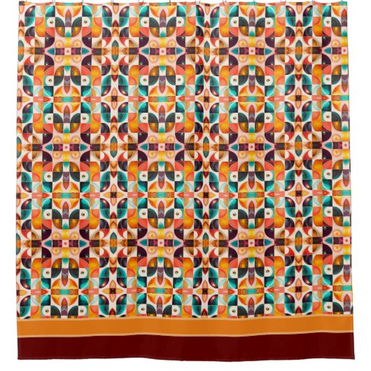 スクウェア抽象芸術レトロ人気があるコレクション シャワーカーテン (正面)